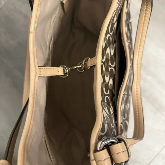 Coach Canvas Tote in Brown and Tan Signature Print - Picture 3 of 7